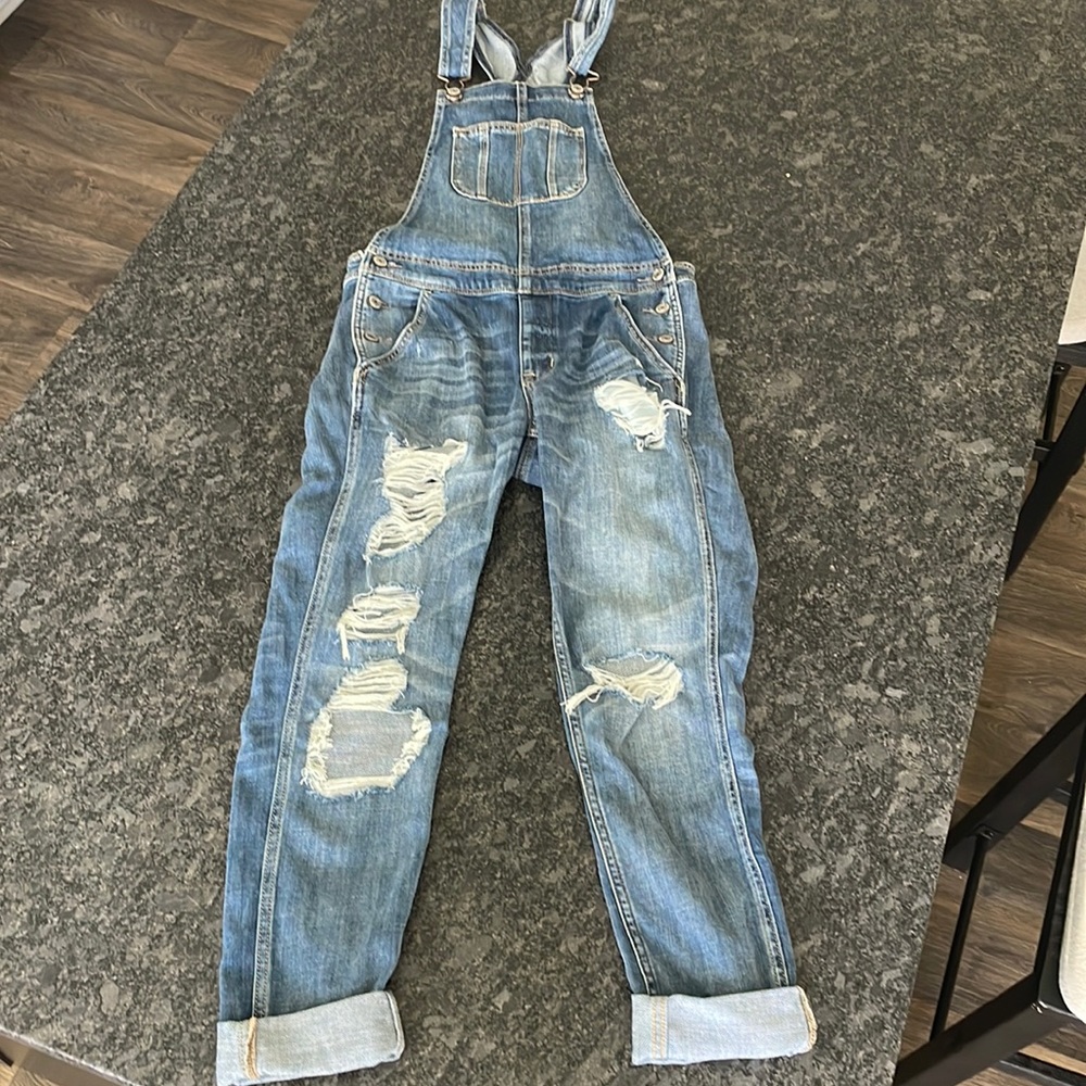 American eagle distressed overalls size XS